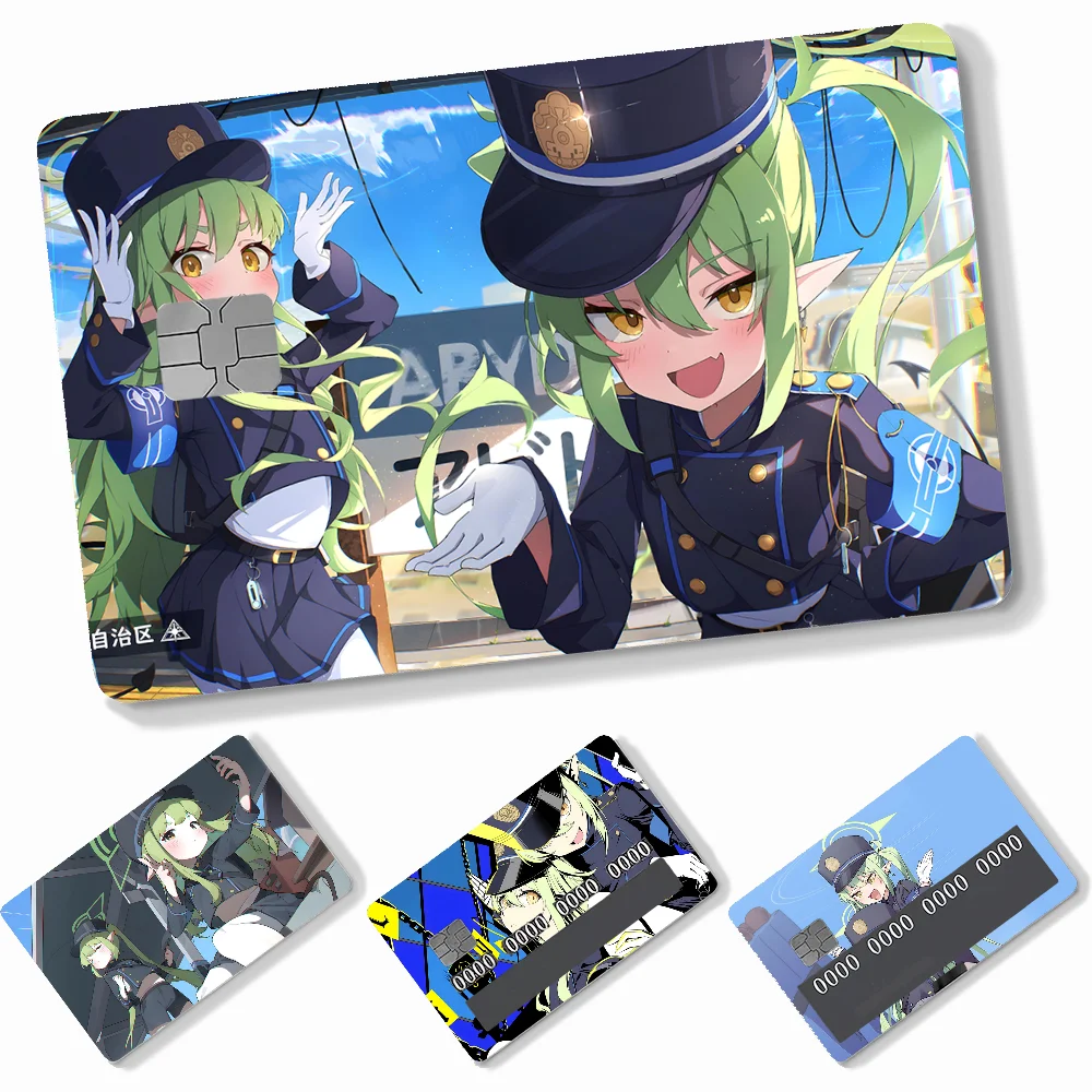Pegatinas de tarjetas Nozomi Hikari de archivo azul, 4 Uds., pegatinas de piel de tarjetas de crédito de PVC, película protectora autoadhesiva extraíble