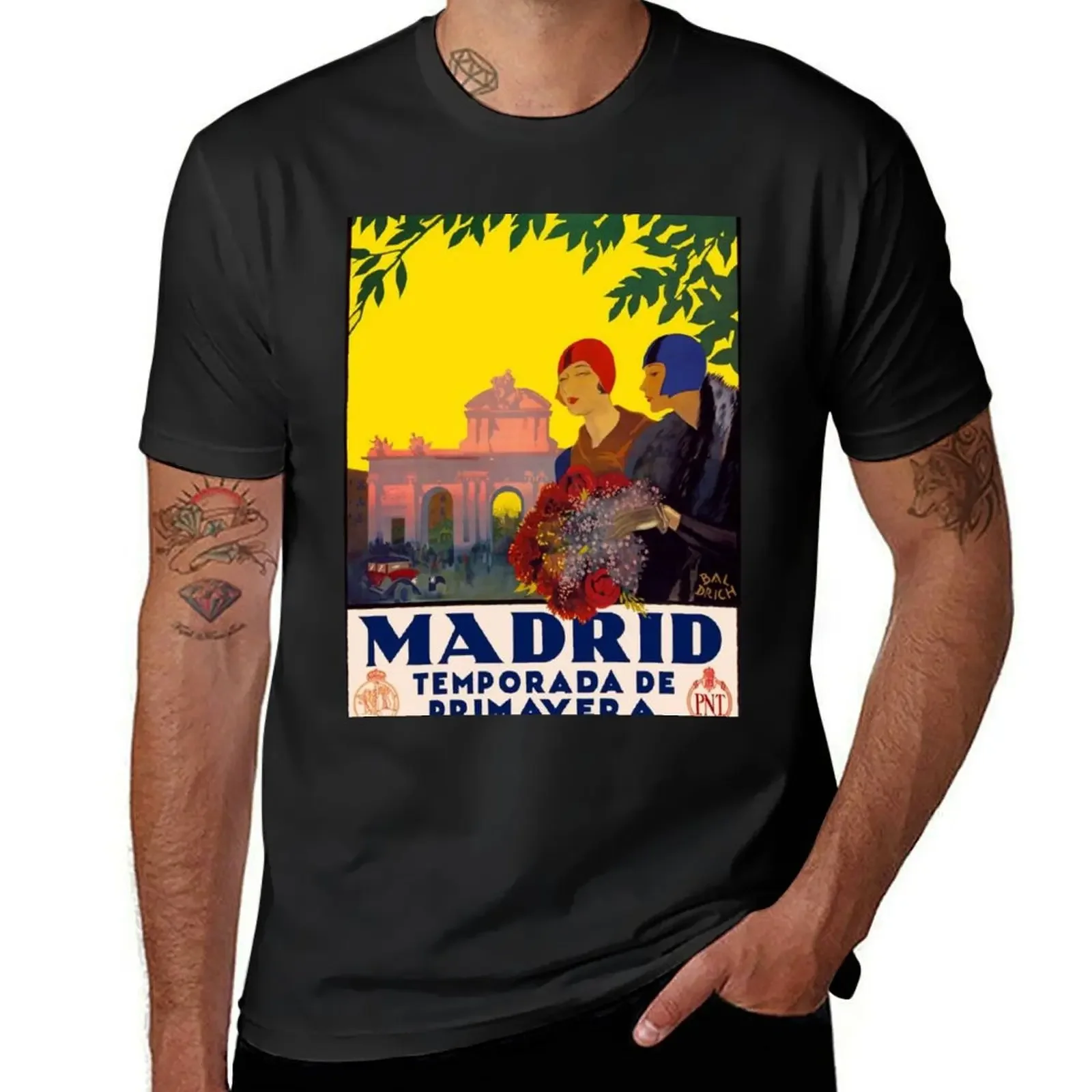 Madrid Temporada de Primavera - Vintage Travel Art Poster T-Shirt anime tshirt cute tops men clothes