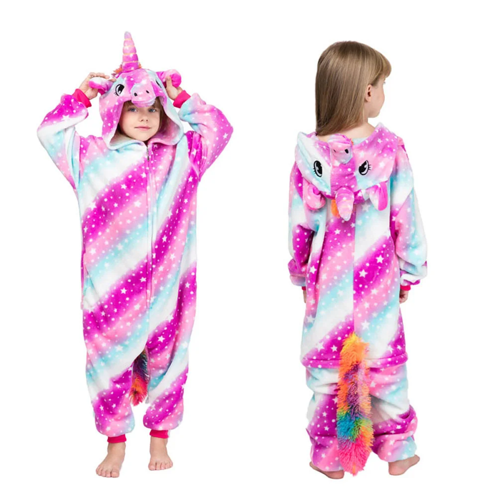 kids winter stich pajamas children panda dinosaur sleepwear unicorn kigurumi onesies for boys girls blanket sleeper baby costume