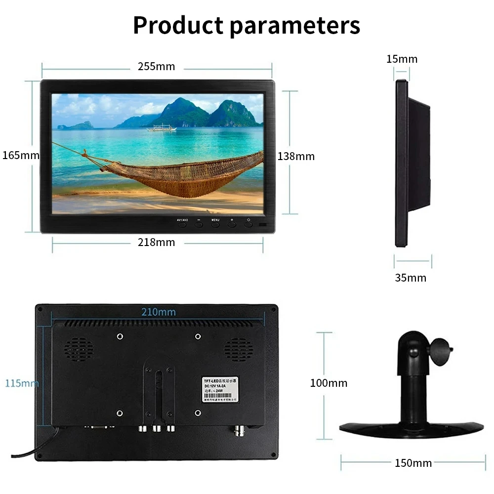 Imagem -04 - Monitor Portátil de Jogos para pc Hdmi Vga Bnc av Portas Usb para Ps4 Xbox Series Raspberry pi Switch 10.1