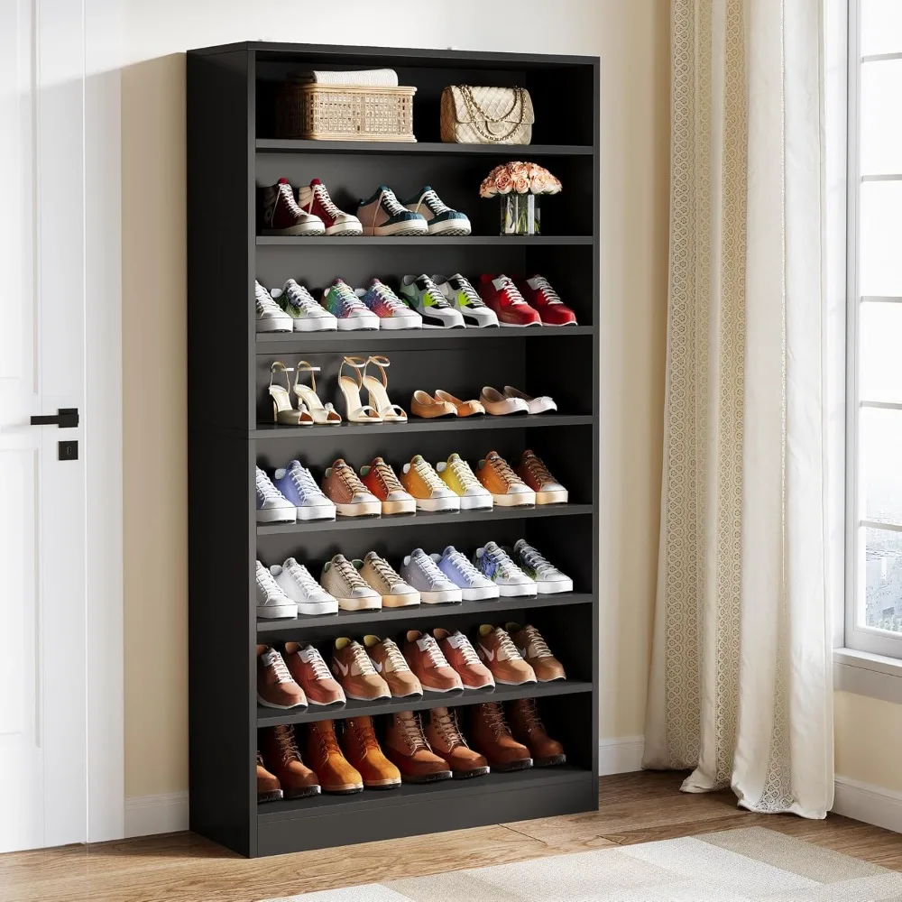 

9 Tiers Wood Shoe Rack Large Capacity 40-45 Pairs, 70.8'' Tall Shoe Cabinet with Open Storage for Entryway