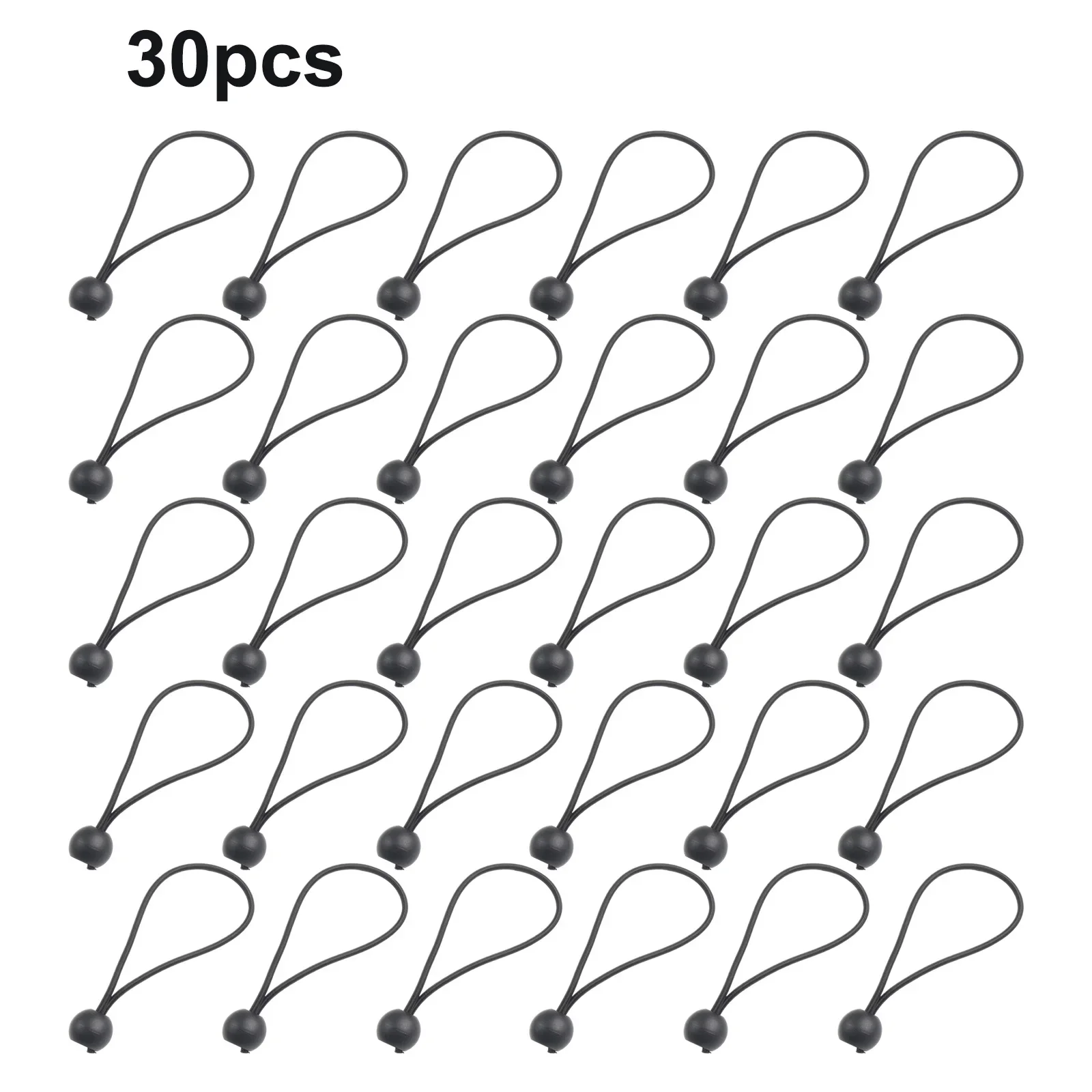 30pcs Ball Elastic Tarpaulin Tied Rope 15cm Tensioner Tie Accessory For Tent Ensures Constant Tightness / Firm Grip