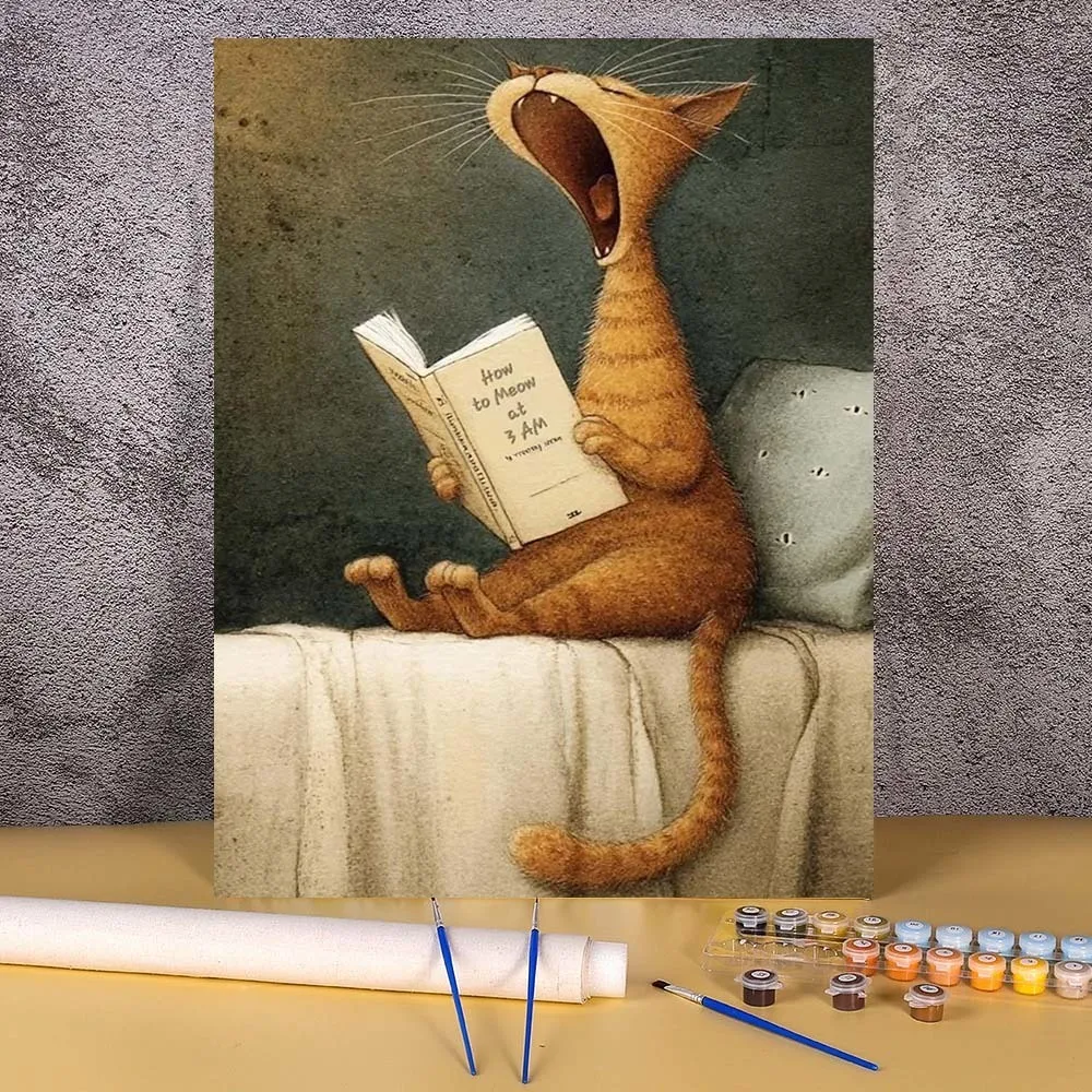 Book Cat Oil Painti…