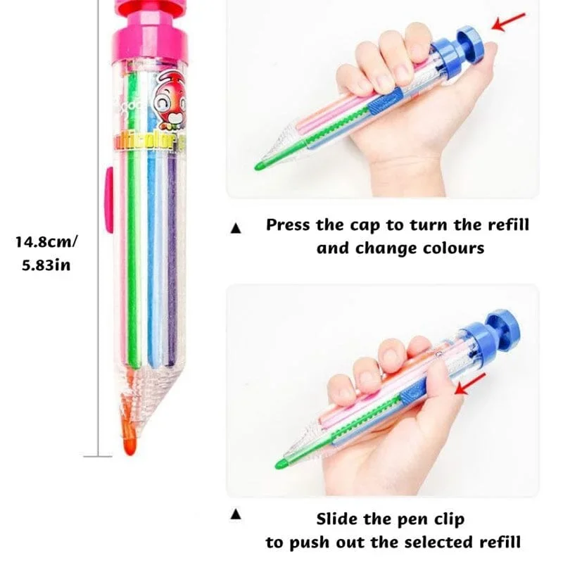 8 In 1 Multicolor Crayons Creative Diy Replaceable Oil Pastel For Kids Graffiti Painting Tools Eight Color Spinning Crayon