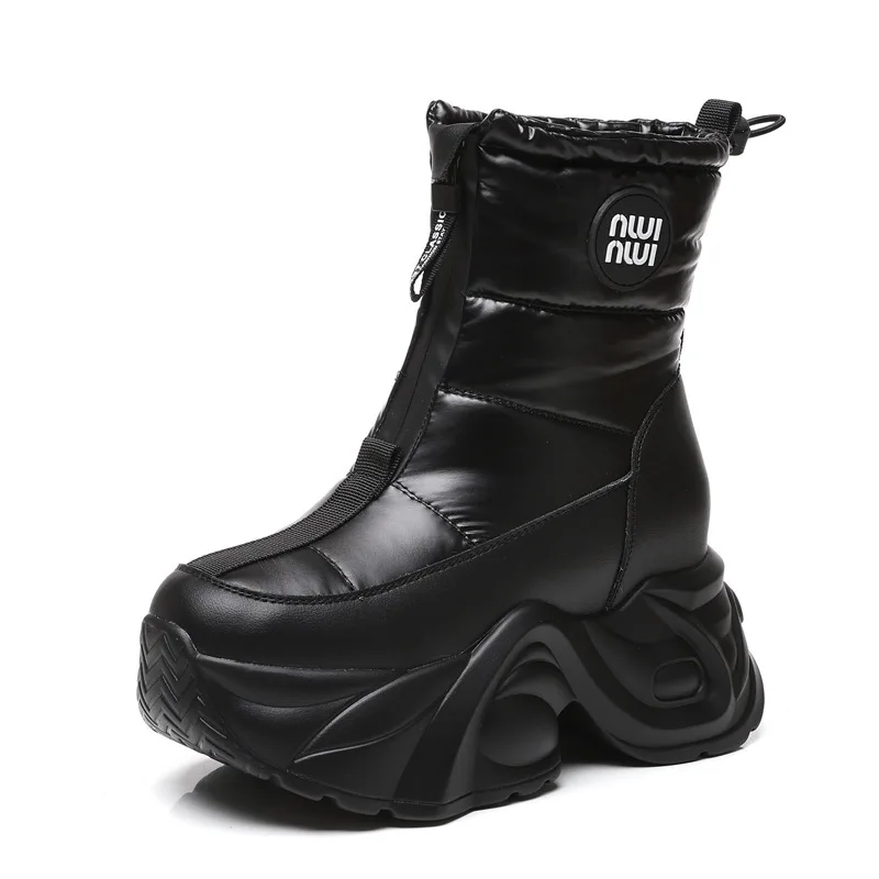 

Platform Snow Boots Concealed Elevator Insulated Snow Boots Midheight Calf Thermal Boots Antislip Chunky Platformed Shoes