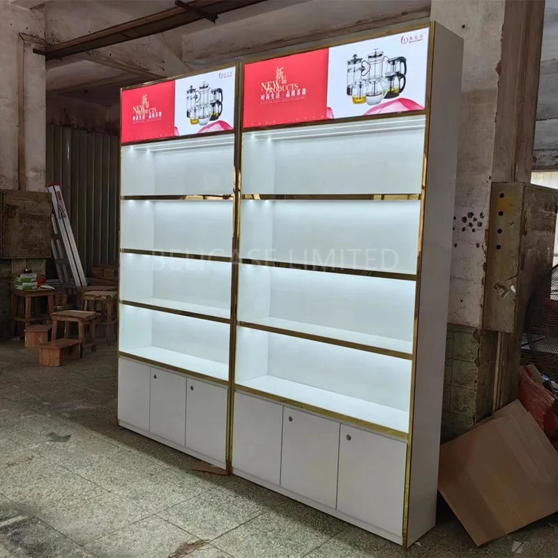 

Custom, Floor Standing Wall Display Unit Perfume Cosmetics Cabinet Retail Store Furniture Showcase with Led