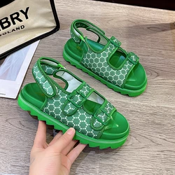 2023 Summer Women's Sandals New Comfortable Thick Sole Sandals Round Toe Plaid Open Toe Sports Sandals Wedges Shoes For Women