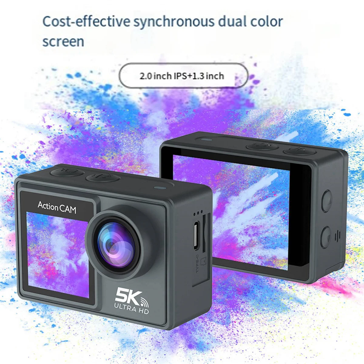 Y14AWiFi Anti-Shake Action Camera 5K 30FPS Dual Screen 170° Wide Angle 30M Waterproof Sport Camera with Remote Control