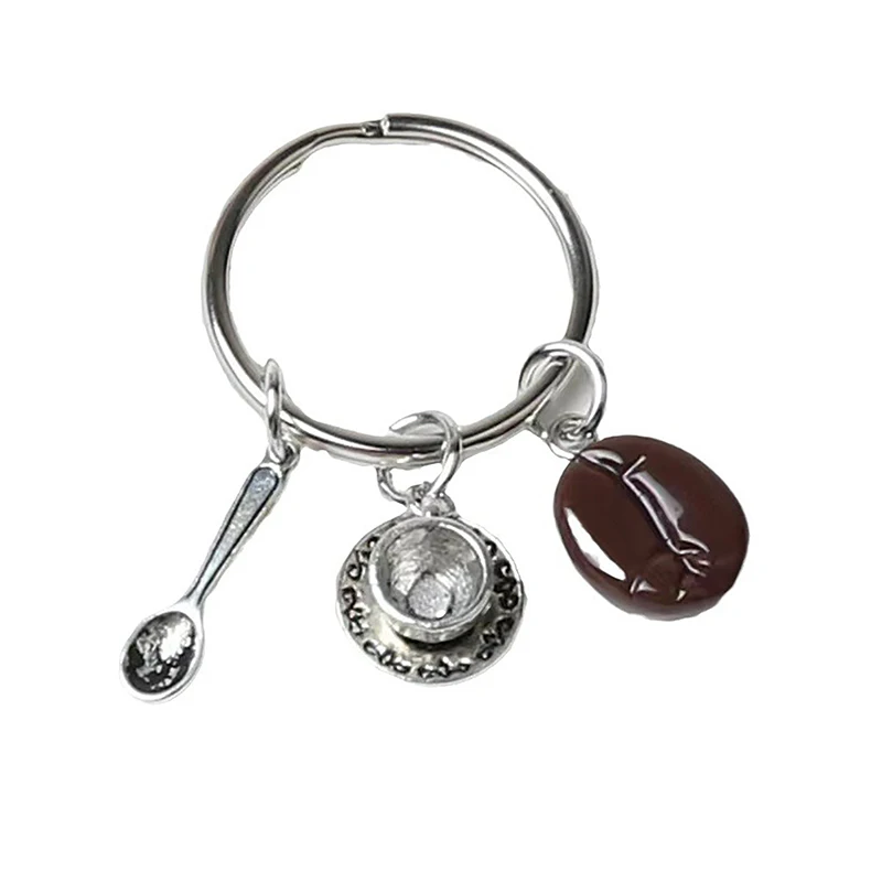 1PC Afternoon Tea Casual Keyring New Simulated Mini Coffee Bean Metal Keychain Coffee Cup Tea Pot Personalized Bag Pendant