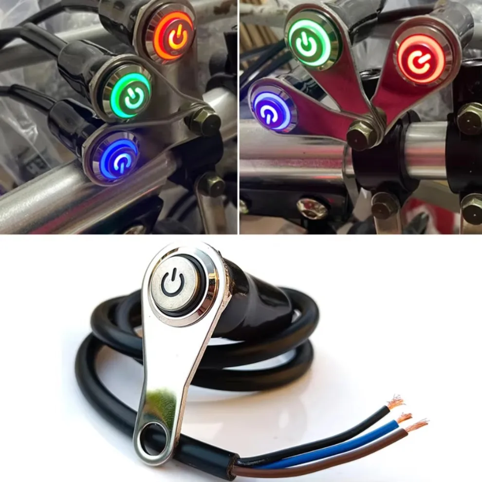 LED Motorcycle Switch ON+OFF Handlebar Mount Aluminum Alloy Waterproof 12V Fog Light Lamps Motorbike Horn Push Button Switch 1pc