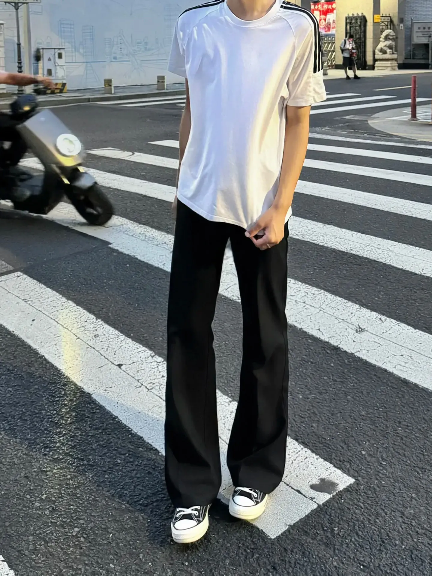 Black Ice Silk Casual Wide Leg Pants Men's Thin Draping Trousers Anti-Wrinkle Straight Leg Slim Fit Casual Suit Trousers