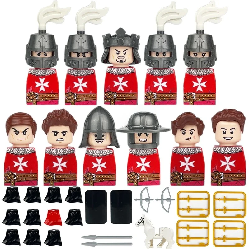 Mittelalterliche Europa-Militärfiguren Bausteine Römische Krieger Soldaten Burg Ritter Königliche Garde König Skelett Legion Bausteine – Detail 17