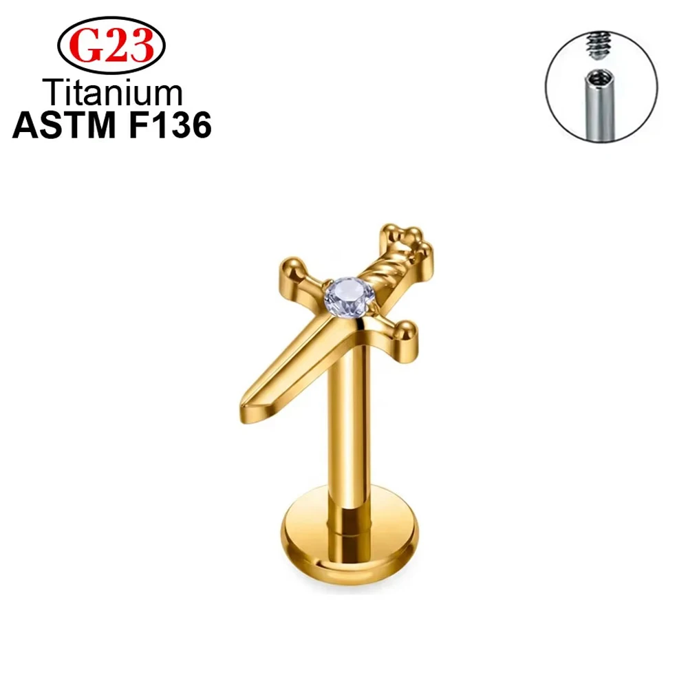 ASTM F136 Titanium CZ Cross Stud Earrings