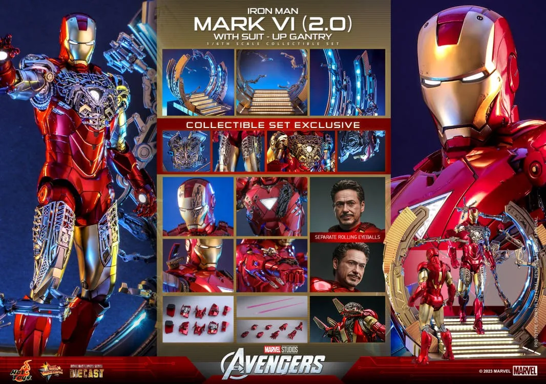 Original Iron Man MK6 Action Figure 1/6 Ironman Mark6 Suit-up Gantry Avengers MMS688D53 Collectible Ornament Set Model Toy Gift