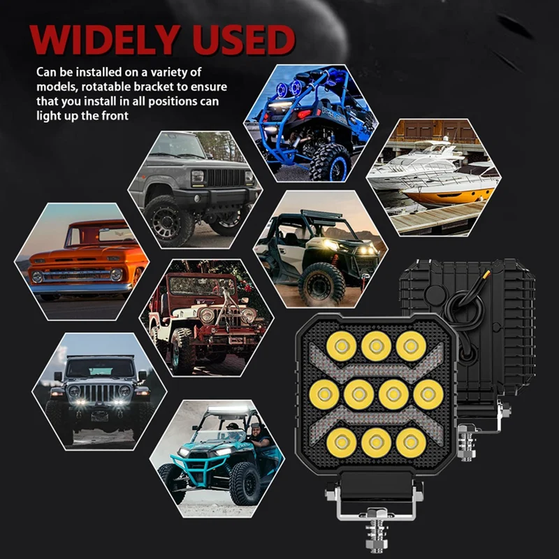 TKOH-Car LED ワークライト 4 インチストロボヘッドライト白黄色オフロード運転スポットライトフォグ DRL ライトトラック車 Suv ボート用