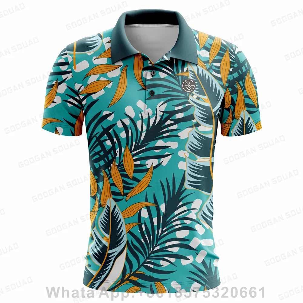 

New Men Summer Golf Polo Shirts Floral Casual Print Fashion Tops Short Sleeve T-Shirt Quick Dry Breathable Polos Shirt Clothing