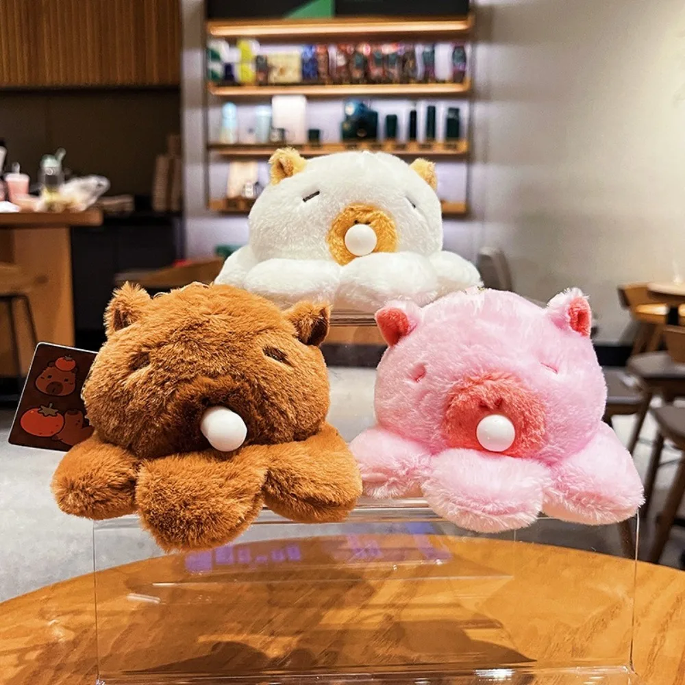 New Octopus Blowing Bubbles Capybara Doll Keychains Cartoon Cute School Bag Pendant Plush Gift Plush Keyring