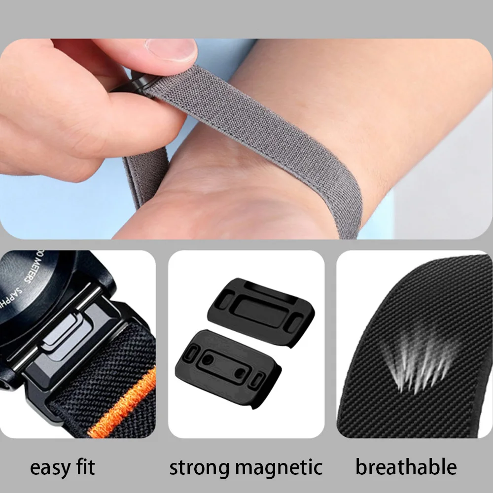 Elastic Nylon Watch Strap for Garmin Quickfit Fenix 6 7 8 Magnetic Buckle 20mm 22mm 26mm Quatix Tactix Sport Watchband view 4