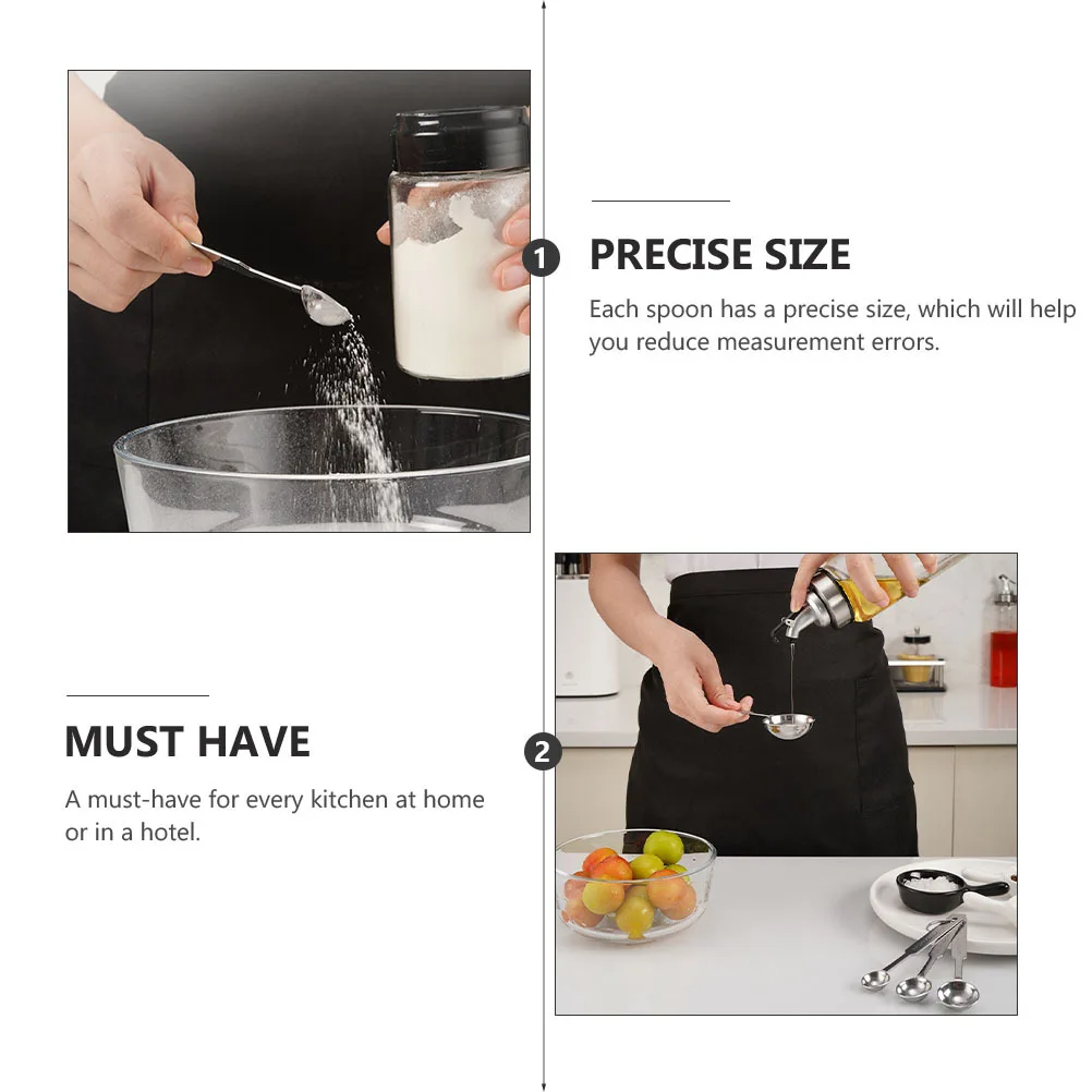 

8Pcs Measuring Spoons Stainless Steel Seasoning Kitchen Baking Tools Precise Sizes Easy Hanging Space Saving Measuring Spoons