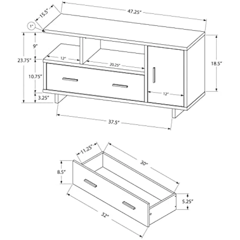 I stand-48 l speicher tv ständer, weiß