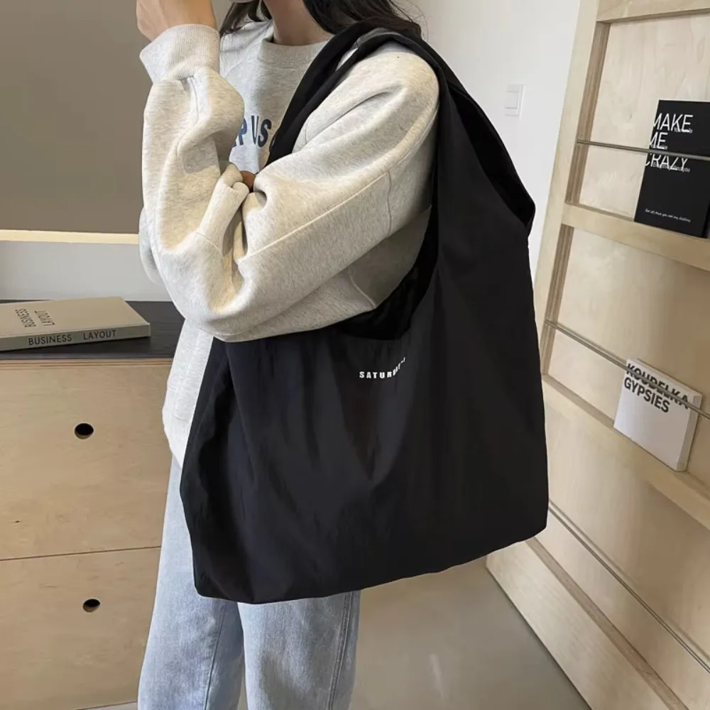 

Легкая парусиновая сумка для покупок большой вместимости, повседневная нейлоновая сумка в стиле ретро для подмышек, женская сумка для офисного работника в корейском стиле