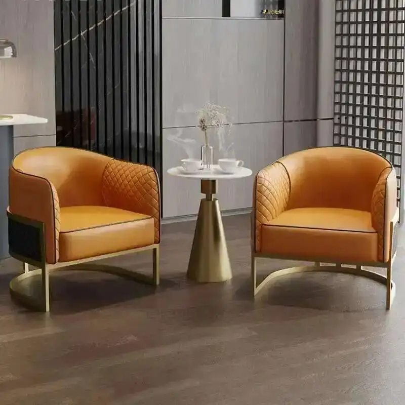 

Beauty Salon Lounge Living Room Armchair Relaxing Reading Nordic Style PU Leather Chair Modern Chaises De Salon Home Furniture