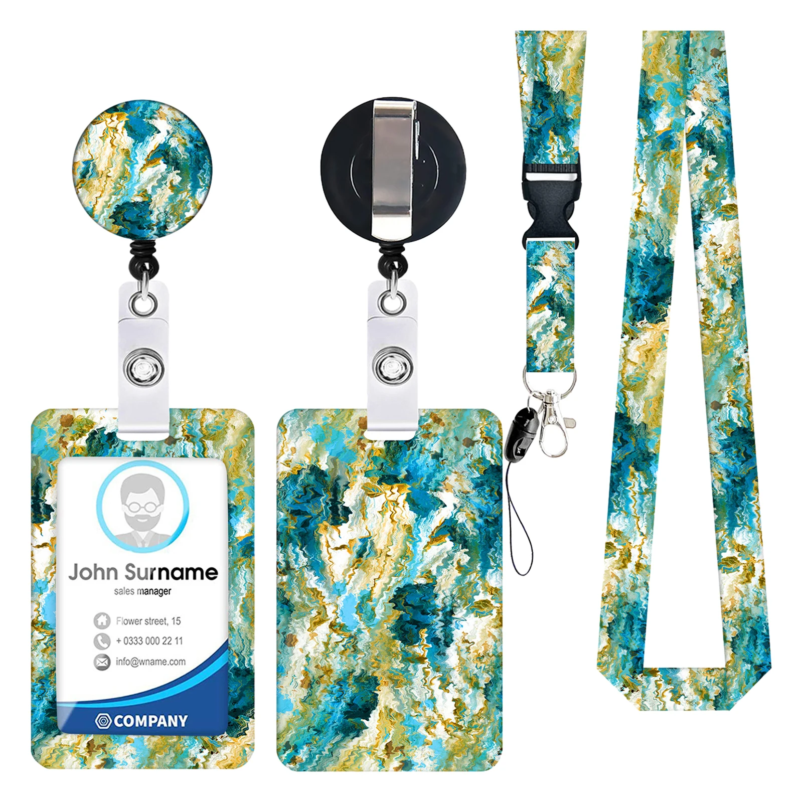 

ID Card Lobster Clasp Student Nurse Office Camera Mobile Phone Practical Keys Retractable Badge Holder With Lanyard Butterfly