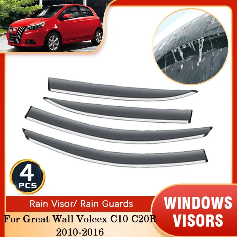 

4pcs For Great Wall Voleex C10 C20R 2010~2016 Car Sun Rain Window Visor Deflectors Guards Awning Cover Protector Auto Accessorie