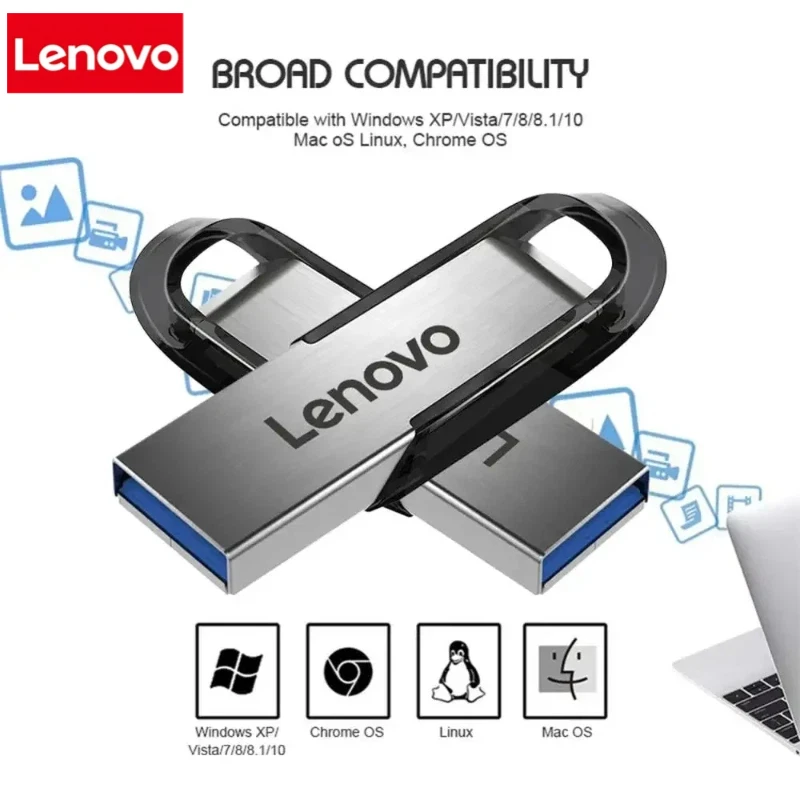 Lenovo 2TB USB 3.2 Metal Flash Drives Super High Speed Pendrive 1TB 512GB Pen Drives Portable USB Stick For Car Phone Computer