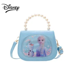 Disney Shoulder Bag for Girls Frozen Princess Elsa Cartoon Crossbody Bag with Pearl Kids 3-6 Years Old Waterproof Portable Tote