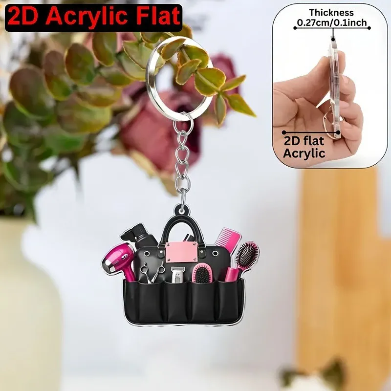 hairdresser keychain 2D flat backpack pendant interesting key chain suitable as a barber shop gift to customers