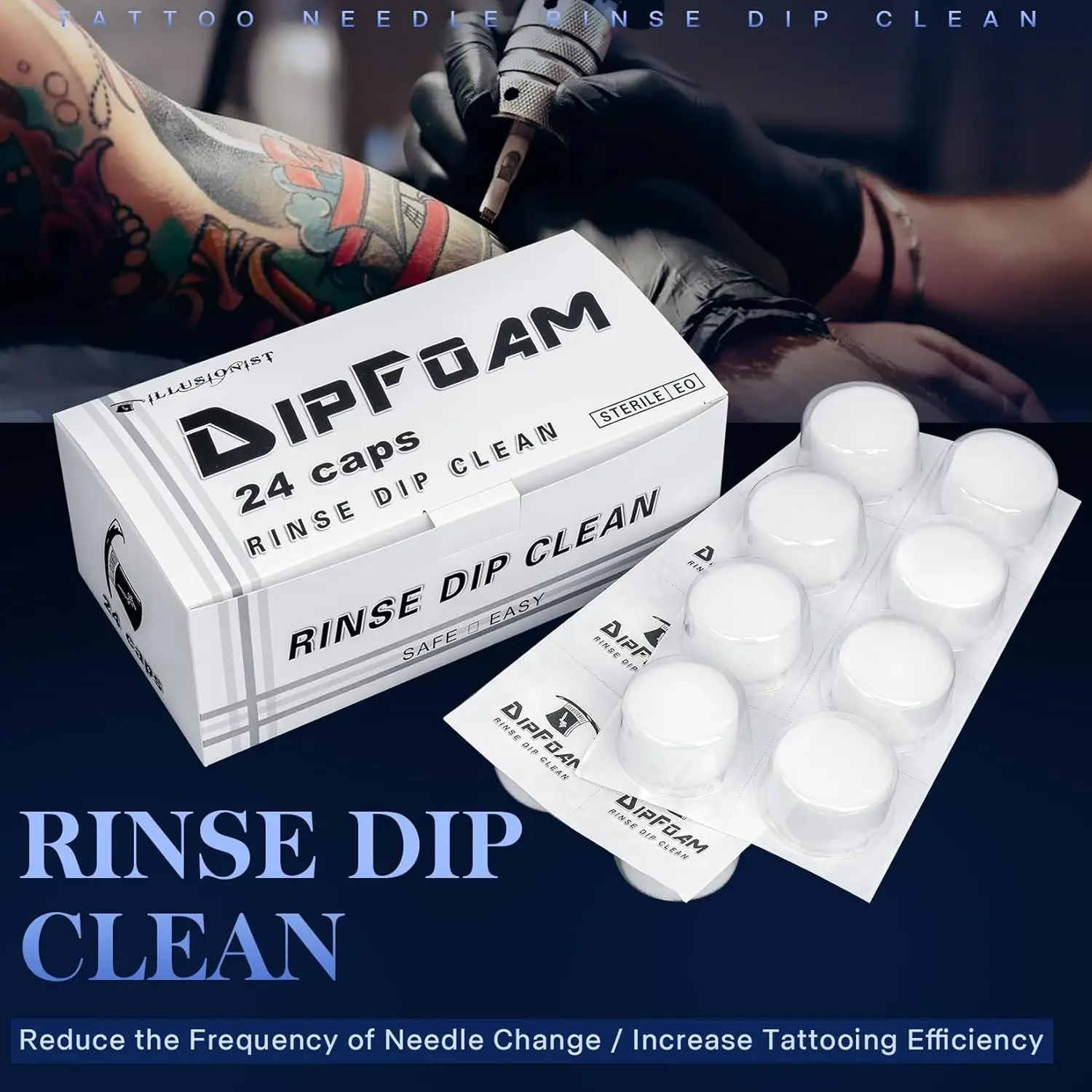 Disposable Tattoo Dip Foam Sponge Rinse Cup Caps Cartridge Needle Dip Foam for Cleaning Needles and Tips Tattoo Cleaning Supply
