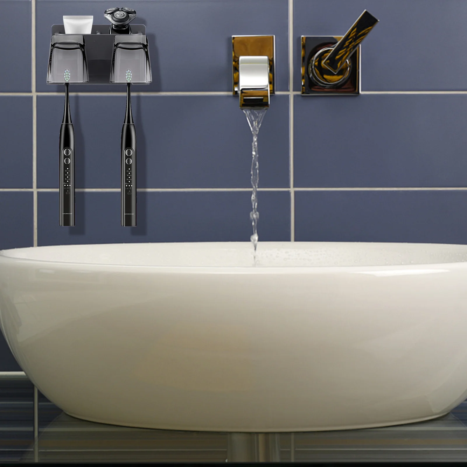 المنزل الألومنيوم حامل فرشاة الأسنان معجون الأسنان جوفاء حامل الحائط الحمام تخزين الرف المنظم الرف مسمار الحرة الحمام #5