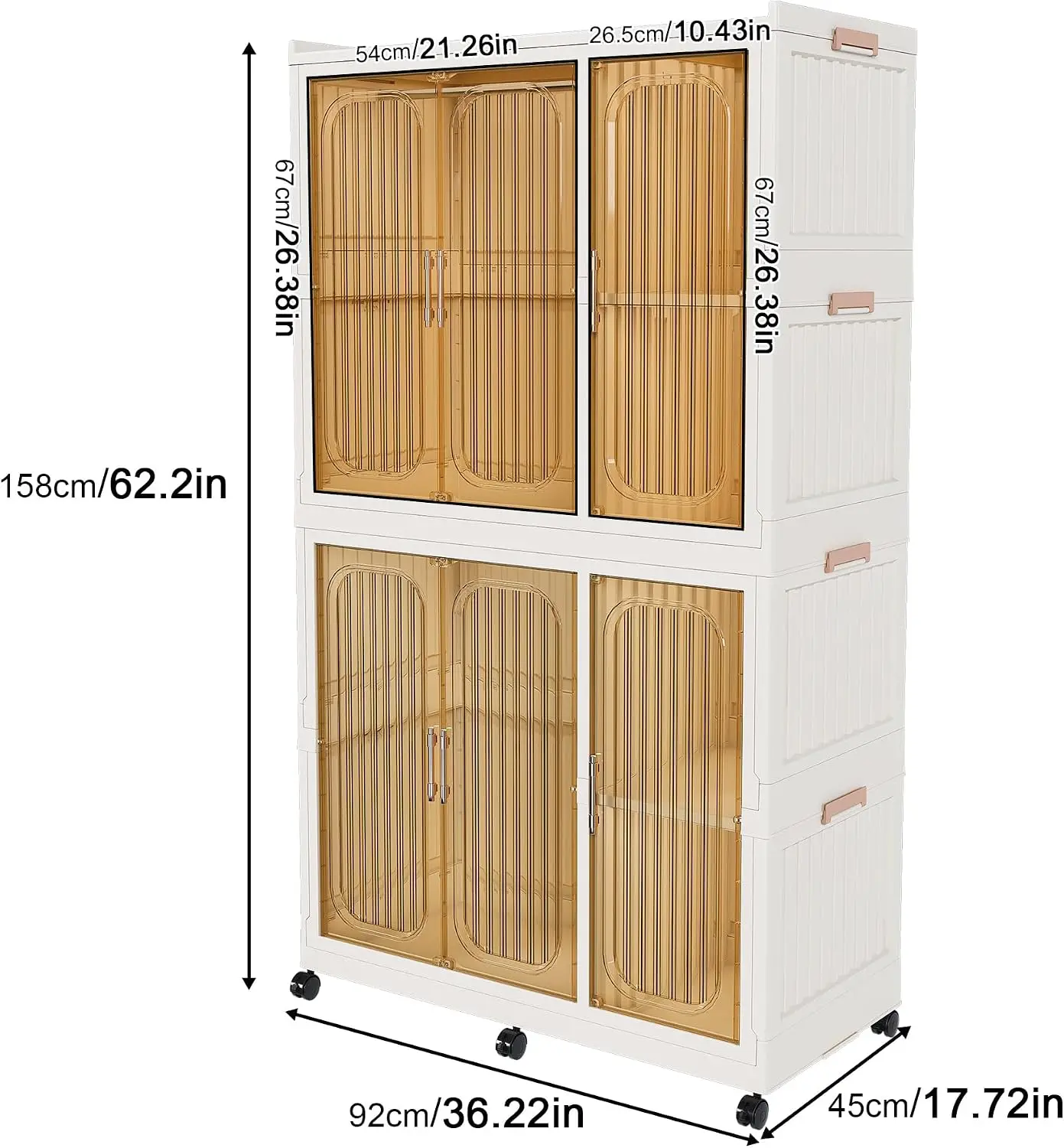 Portable Wardrobe Closet Storage Organizer for Clothes, Large Collapsible Plastic Wardrobe with Wheels, Foldable Clothes Storage view 2