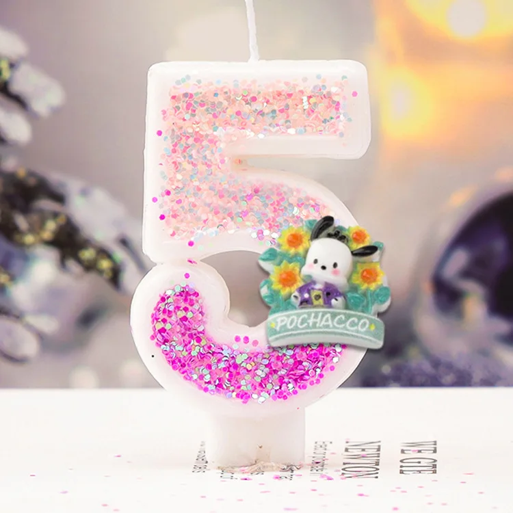 Kawaii Pochacco Birthday Candle Sanrio number Candles Birthday Cake Decoration Anniversary Party Candles Scene decoration