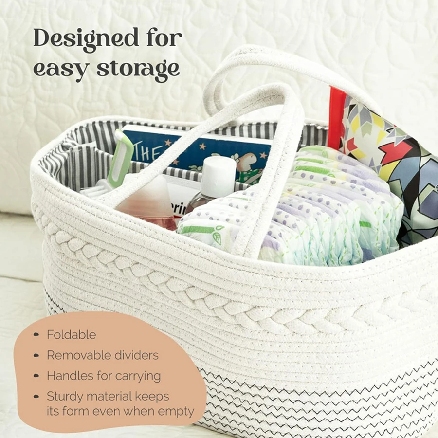 Multifunctional Travel Out Portable Mommy Bag Cotton Rope Diaper Bag Diaper Storage Bag Baby Diaper Storage Basket