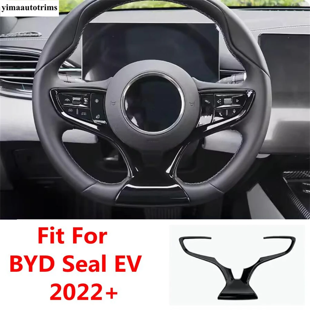 

Car Steering Wheel Frame Decoration Cover Trim For BYD Seal EV 2022 - 2024 Black / Carbon Fiber / Wood Grain Style Accessories