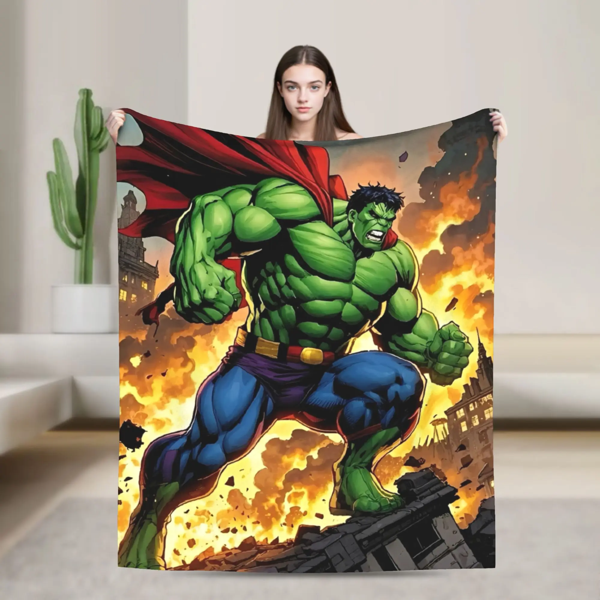 

Superhero Hulk Comic Blanket Multiple Sizes Warm Cozy Fluffy Throw Blankets for Sofa Couch and Bed