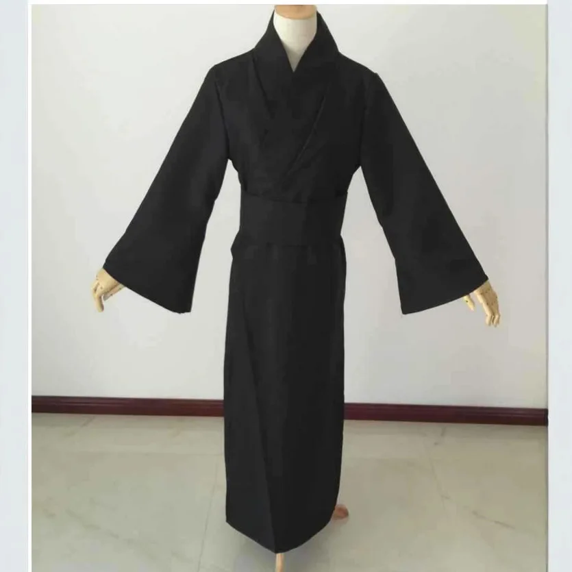 Kimono clásico negro para hombre, ropa samurái, ropa interior, kimono tradicional japonés, cosplay, yukata, ropa de casa, pijama, albornoz