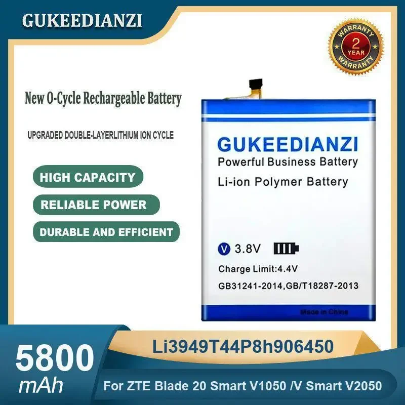 

High Capacity 5800mAh Li3949T44P8h906450 Mobile Phone Battery For ZTE Blade 20 Smart V1050 /V Smart V2050