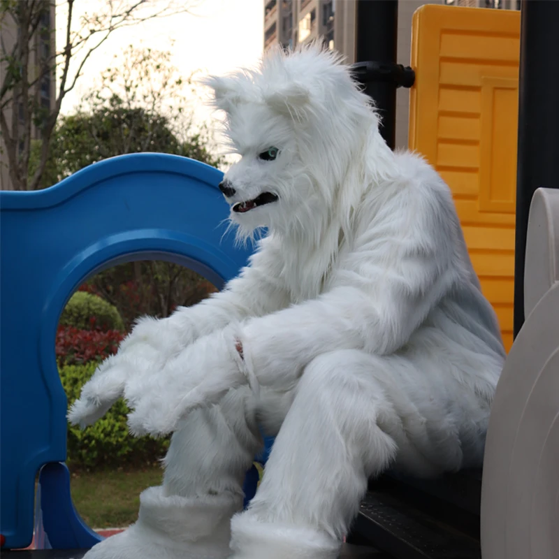 

White Wolf Man Costume Halloween Cosplay party Men women Stage TV show Outfit