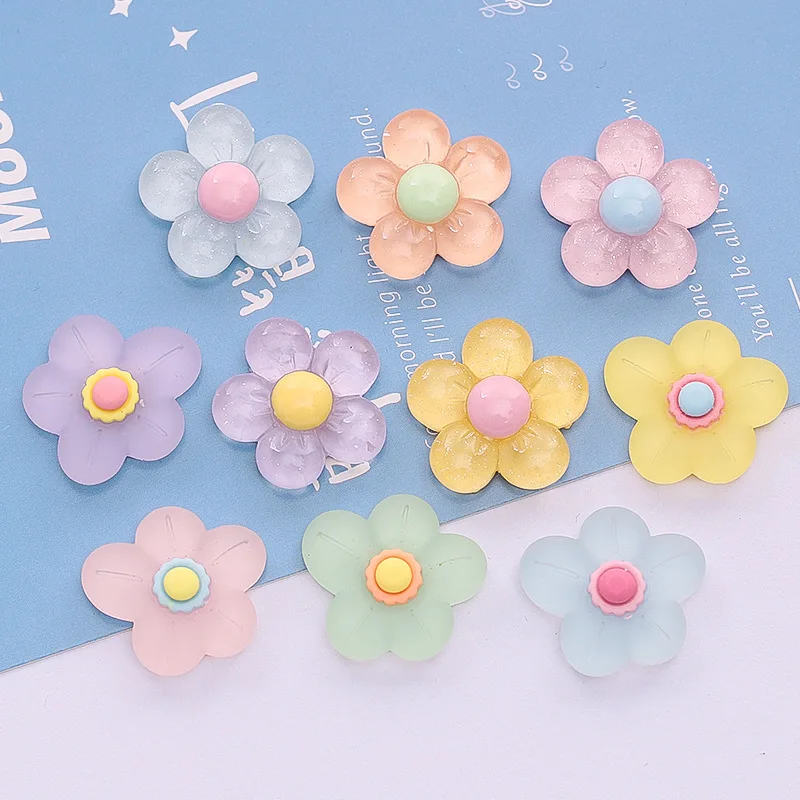 

20pcs Resin Flower Cabochons Flatback Lovely Transparent Sunflowers Embellishments for Girls Headwear Decoration Accessories