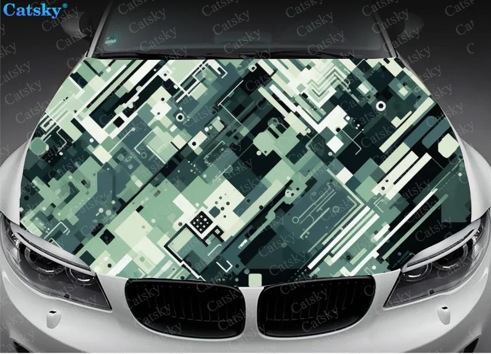 Pixelated Digital Arctic Camouflage Car Hood Decal Truck Decals Vinyl Sticker Graphic Wrap Stickers Trucks Cars Bonnet Vinyls