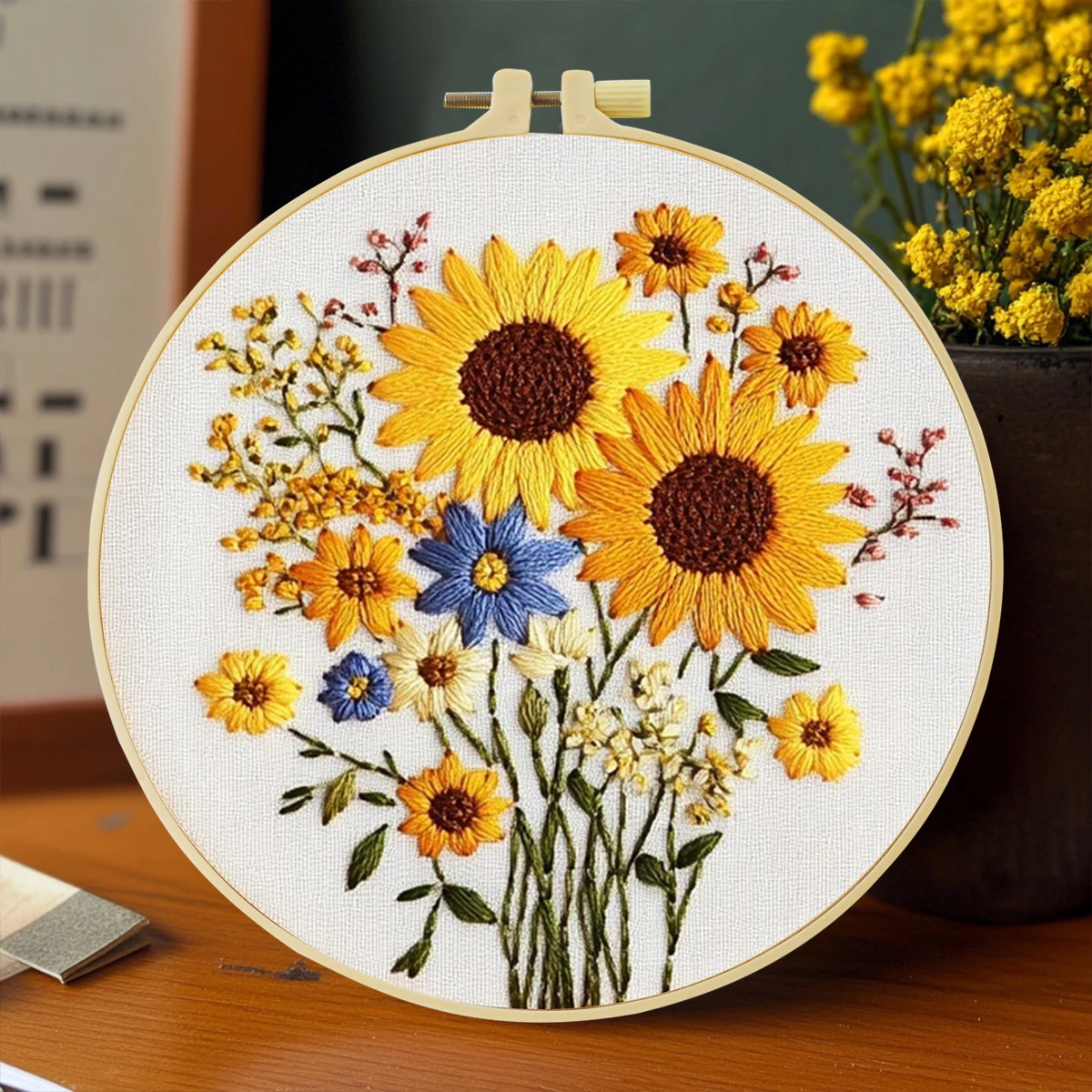 Das wunderschöne Blumen-DIY-Stickset für Anfänger ist zum Drucken, Nähen, Kunst, Basteln, Malen und Heimdekoration konzipiert – Detail 5