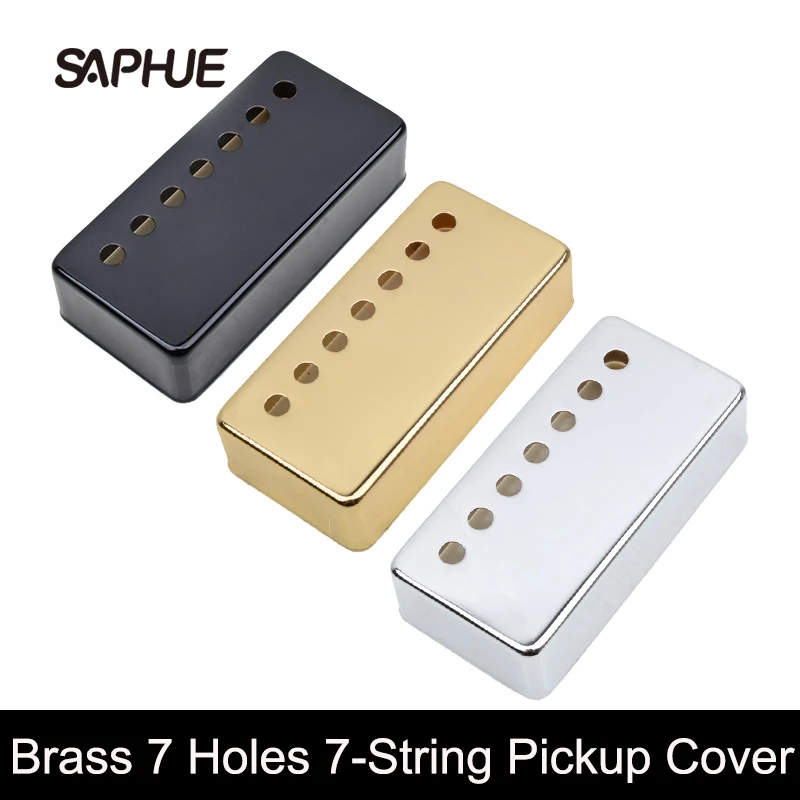 

10Pcs Brass 7 Holes 7-String Pickup Humbucker Cover 80*39mm Pole Spacing 58/62mm LP Electric Guitar Chrome Black Gold for Choose