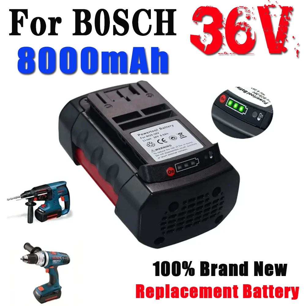 

36V 8000mAh Li-ion Replacement Cordless Power Tools Battery for Bosch 8.0A BAT810 BAT840 2607336173 D70771 GBH 36V-LI 36VF-LI