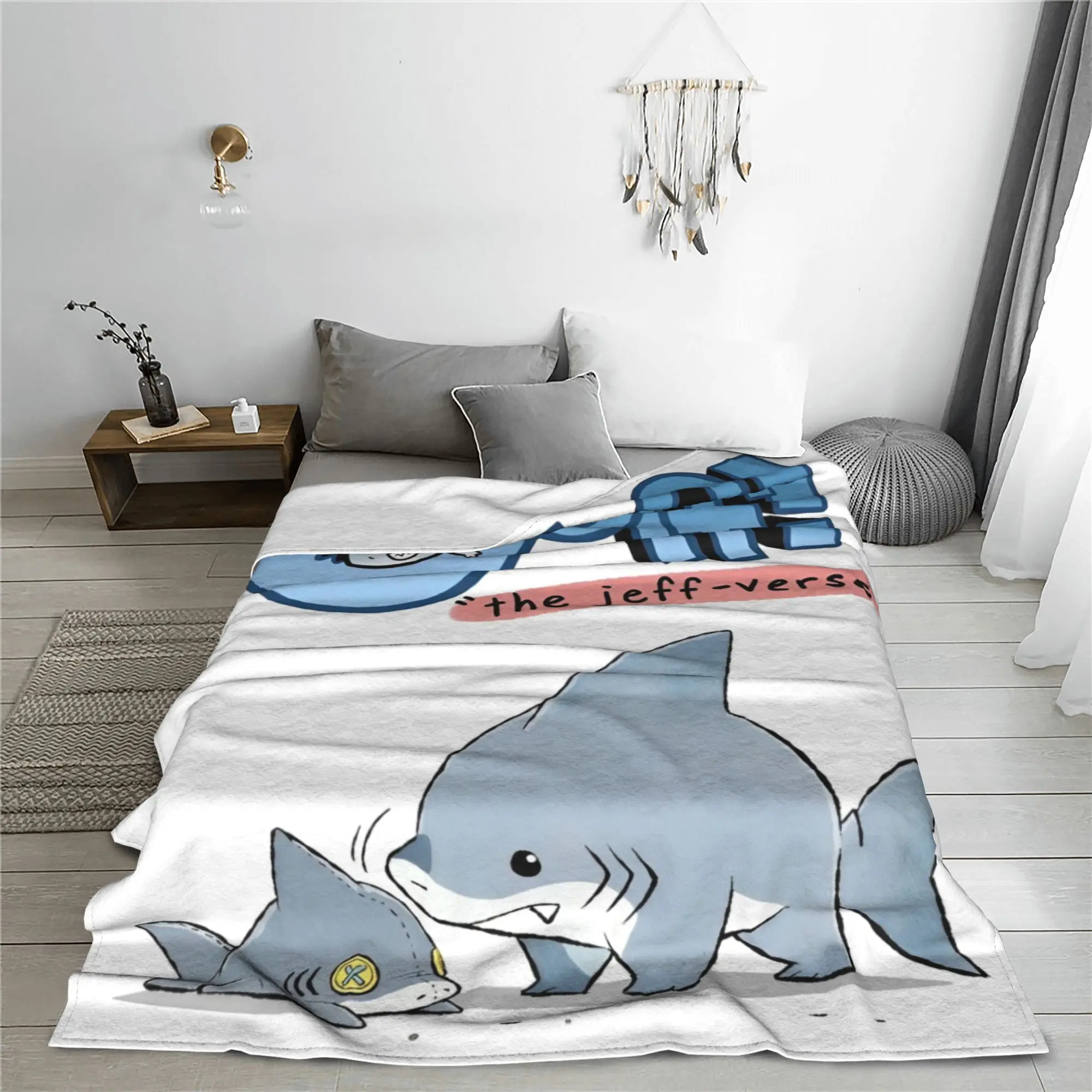 Marvel-Rivals Jeff the Land shark Blanket Fleece Spring/Autumn PVP Video Game Breathable Warm Throw Blankets Car Bedding Quilt