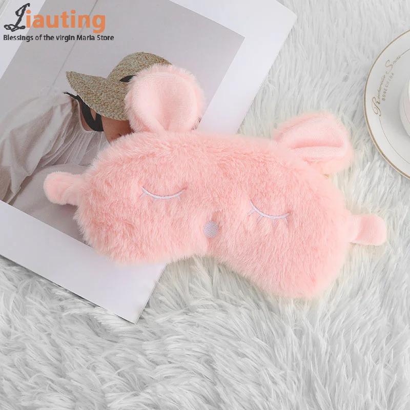 Plush Rabbit Ears Sleep Eye Mask Light Proof Night Eye Cover Skin-Friendly Eye Patches For Adult Children To Sleep Better