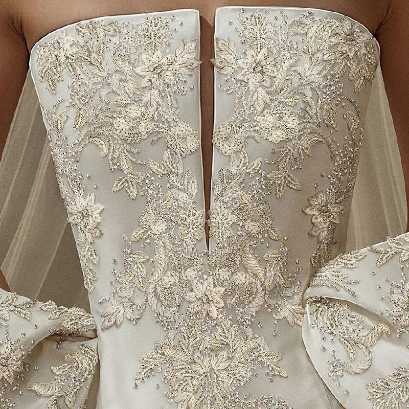 

Satin Mermaid De Novia Sweetheart Neck Wedding Dresses with Big Bow Exquisite Beading Appliques Robe Mariage