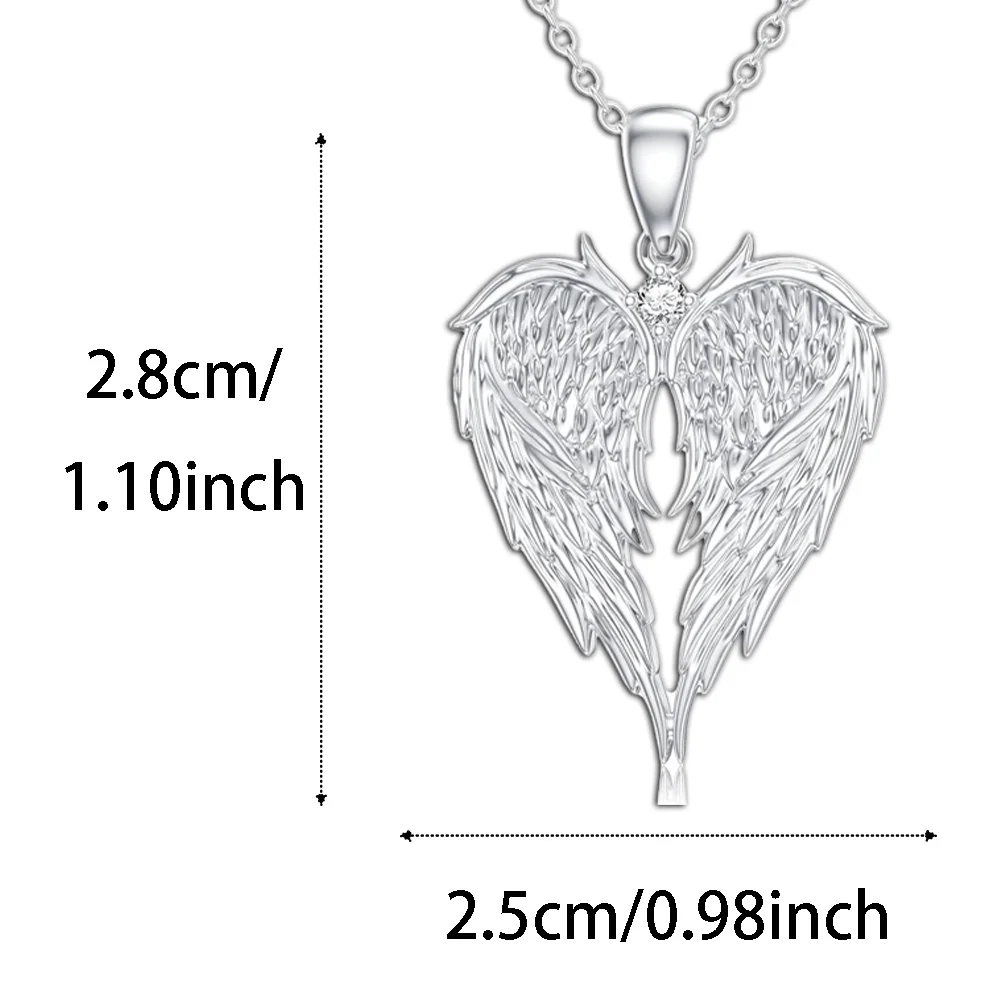 Fashionable and Smart Angel Wings Heart Shape Pendant Necklace Shining Rhinestone Decoration Children\'s New Trendy Necklace 2023